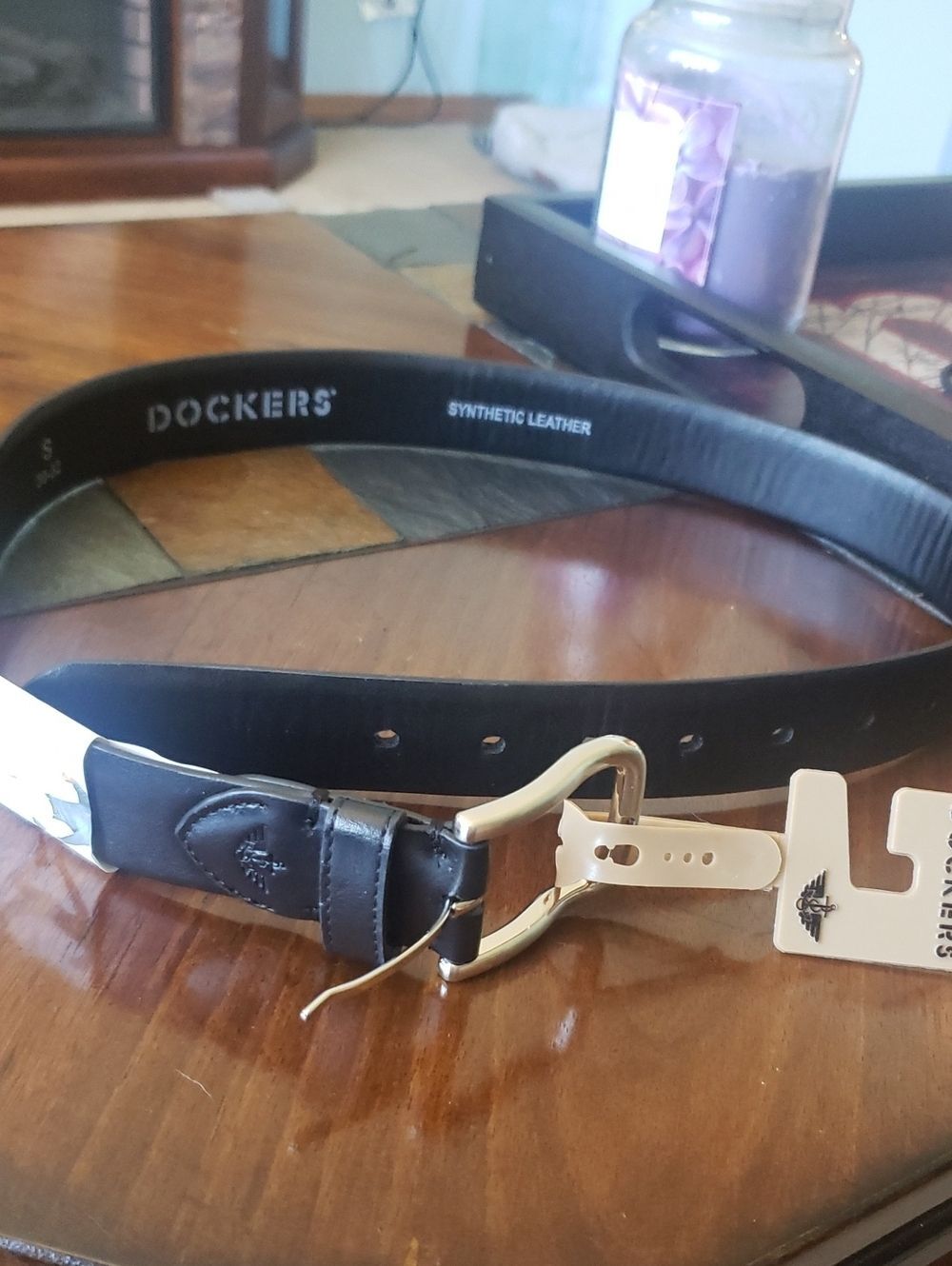Dockers Black Faux Leather Belt with Silver-Tone Buckle